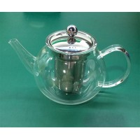 Wholesale stainless steel strainer heat resistant glass tea pot with glass pot lid